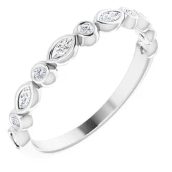 Round and marquise diamond bezel set anniversary band-The Diamond Setter