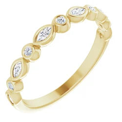 Round and marquise diamond bezel set anniversary band-The Diamond Setter