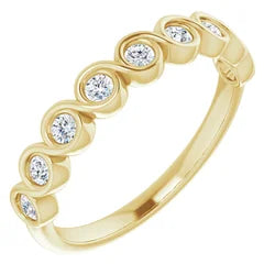 Round bezel set half eternity anniversary band-The Diamond Setter