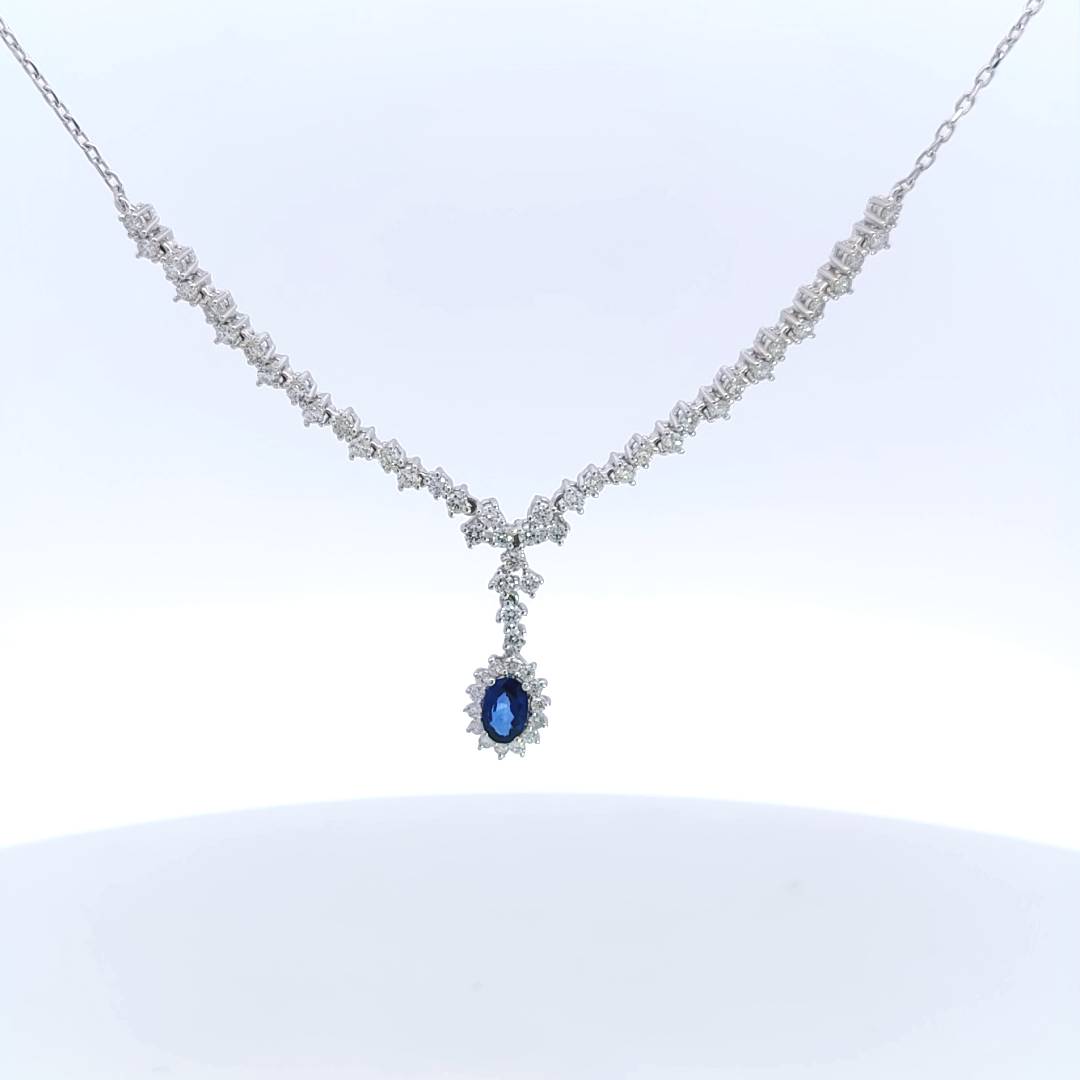 Elegant Diamond and Sapphire Necklace-The Diamond Setter