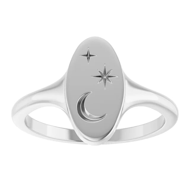 Moon & Star Signet Ring-Ring-The Diamond Setter