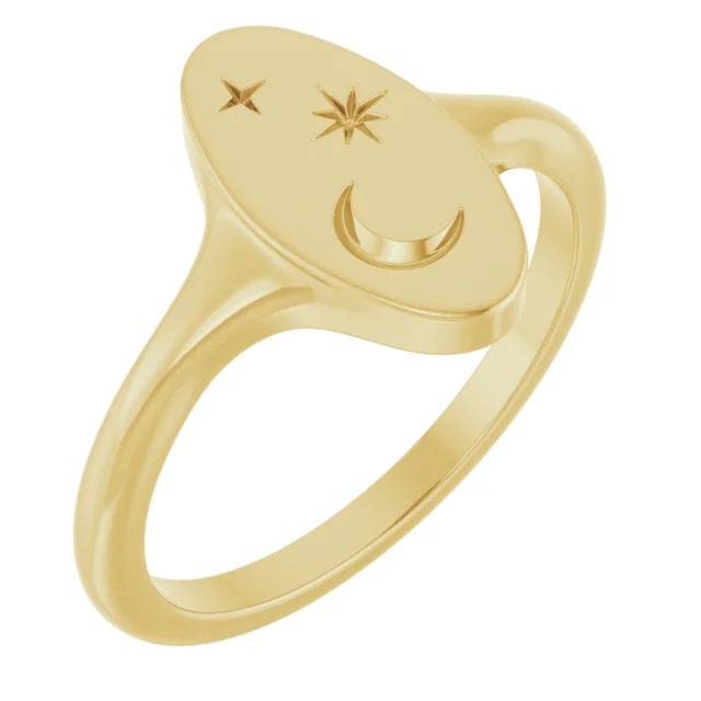 Moon & Star Signet Ring-Ring-The Diamond Setter