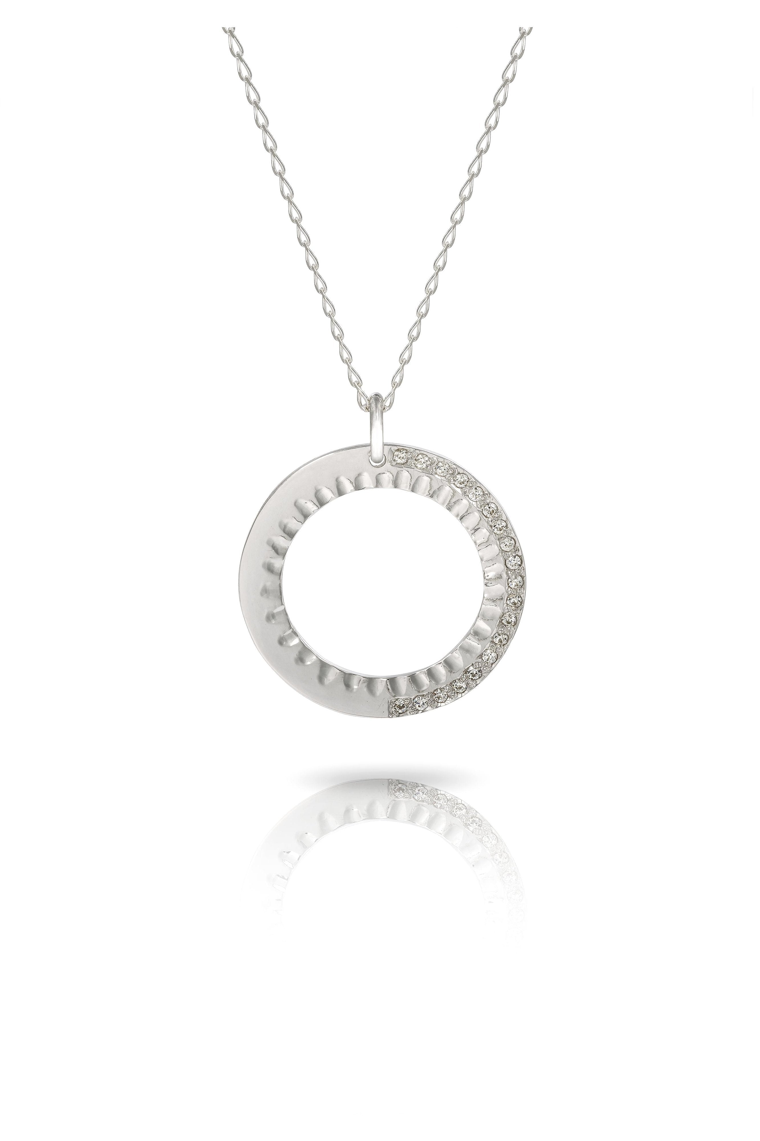 Six Hour Gold Halo Necklace with Pave Diamond Setting-The Diamond Setter