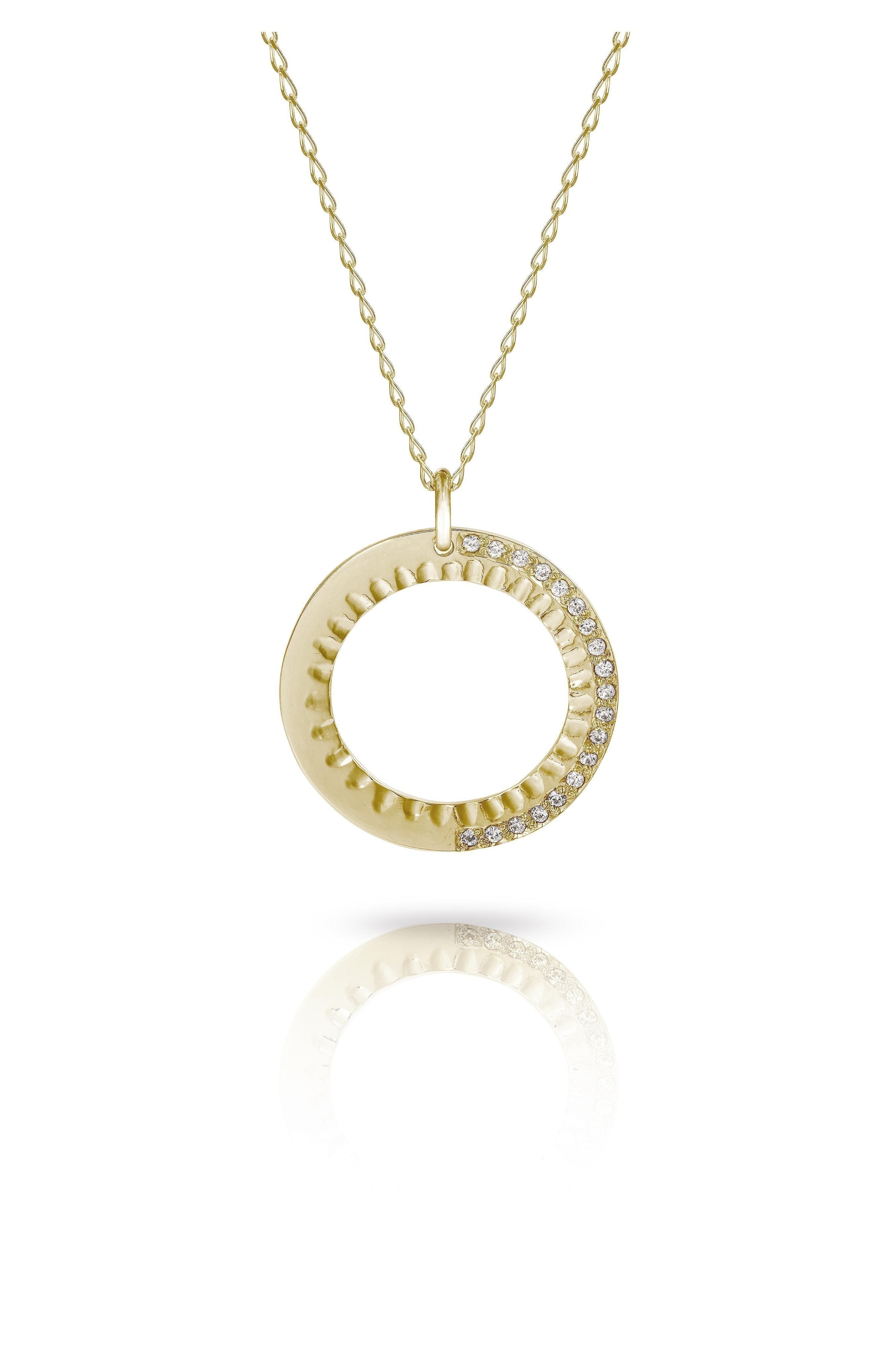 Six Hour Gold Halo Necklace with Pave Diamond Setting-The Diamond Setter