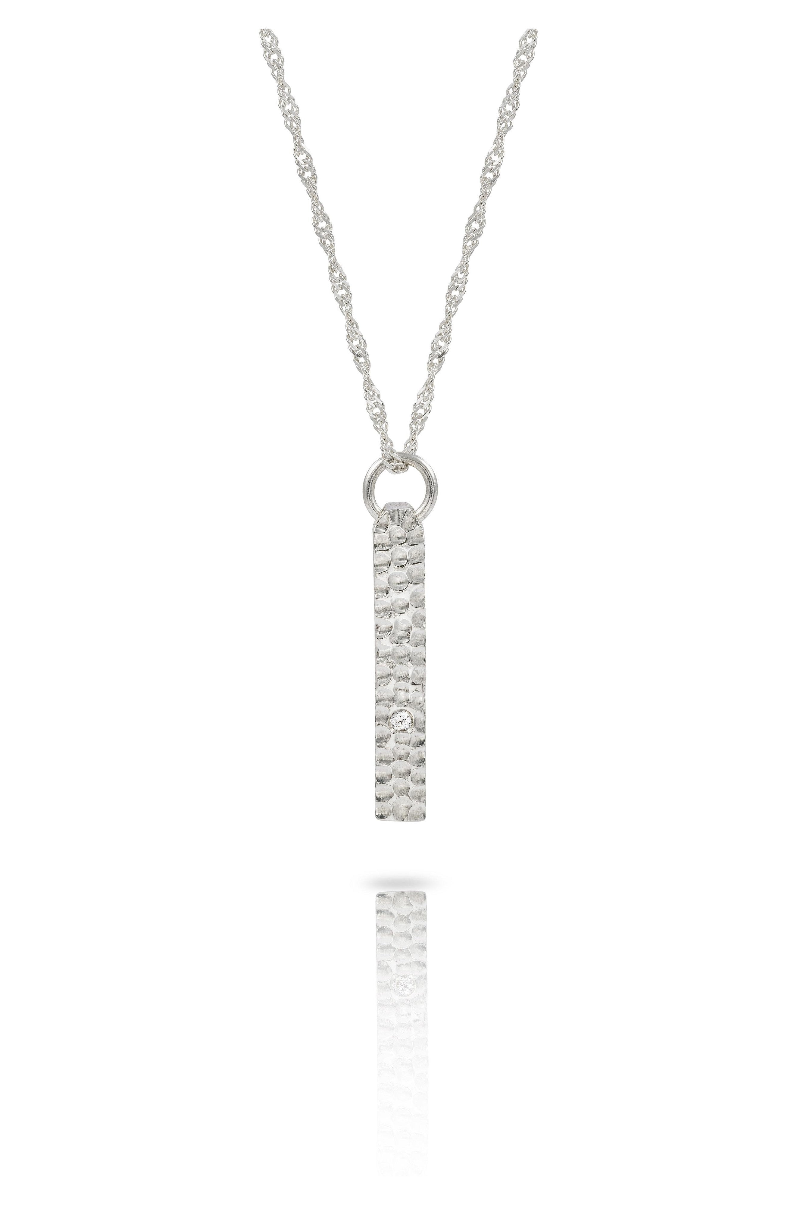 9 carat Solid Gold Textured Bar Necklace-The Diamond Setter