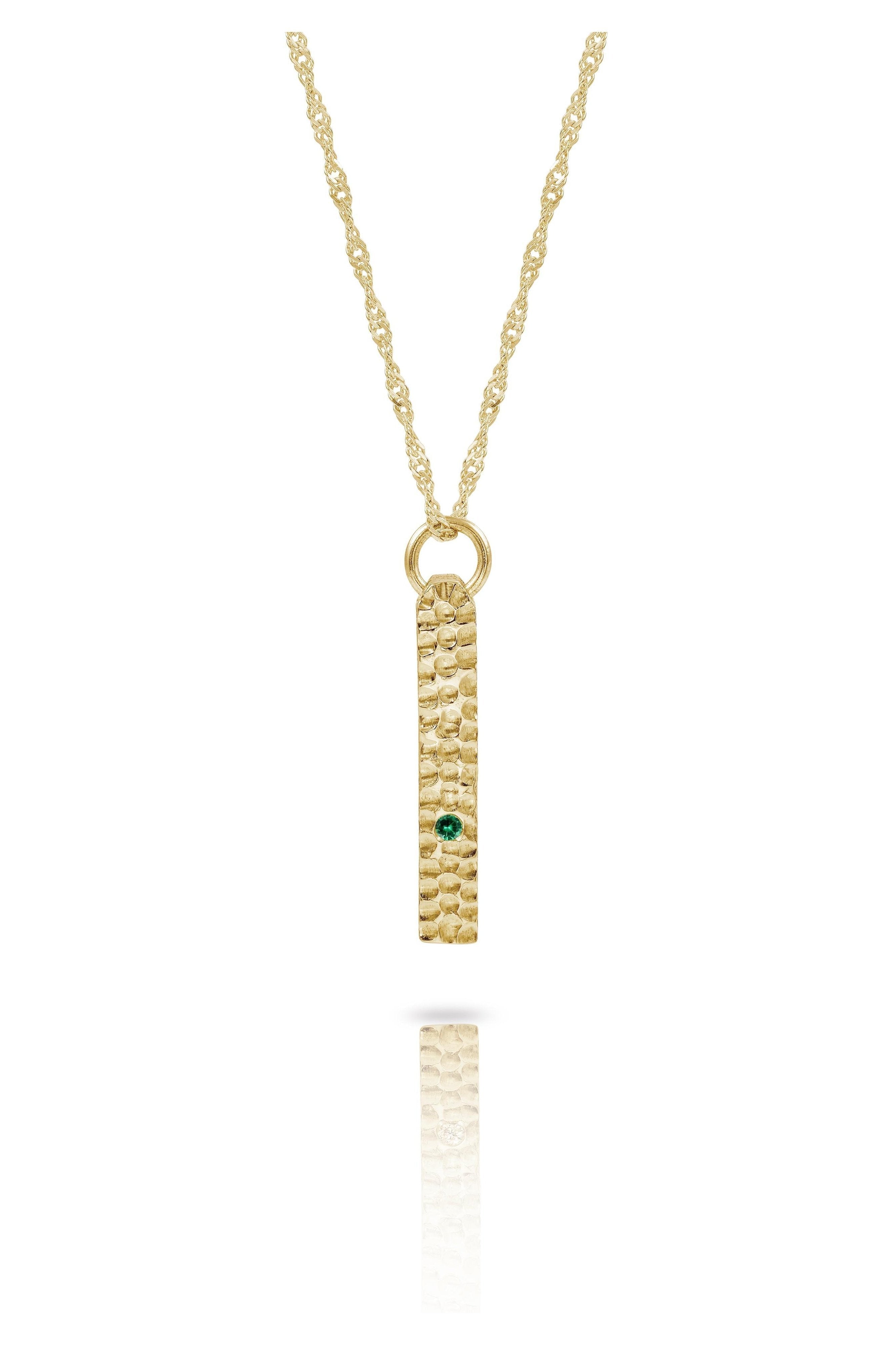 9 carat Solid Gold Textured Bar Necklace-The Diamond Setter