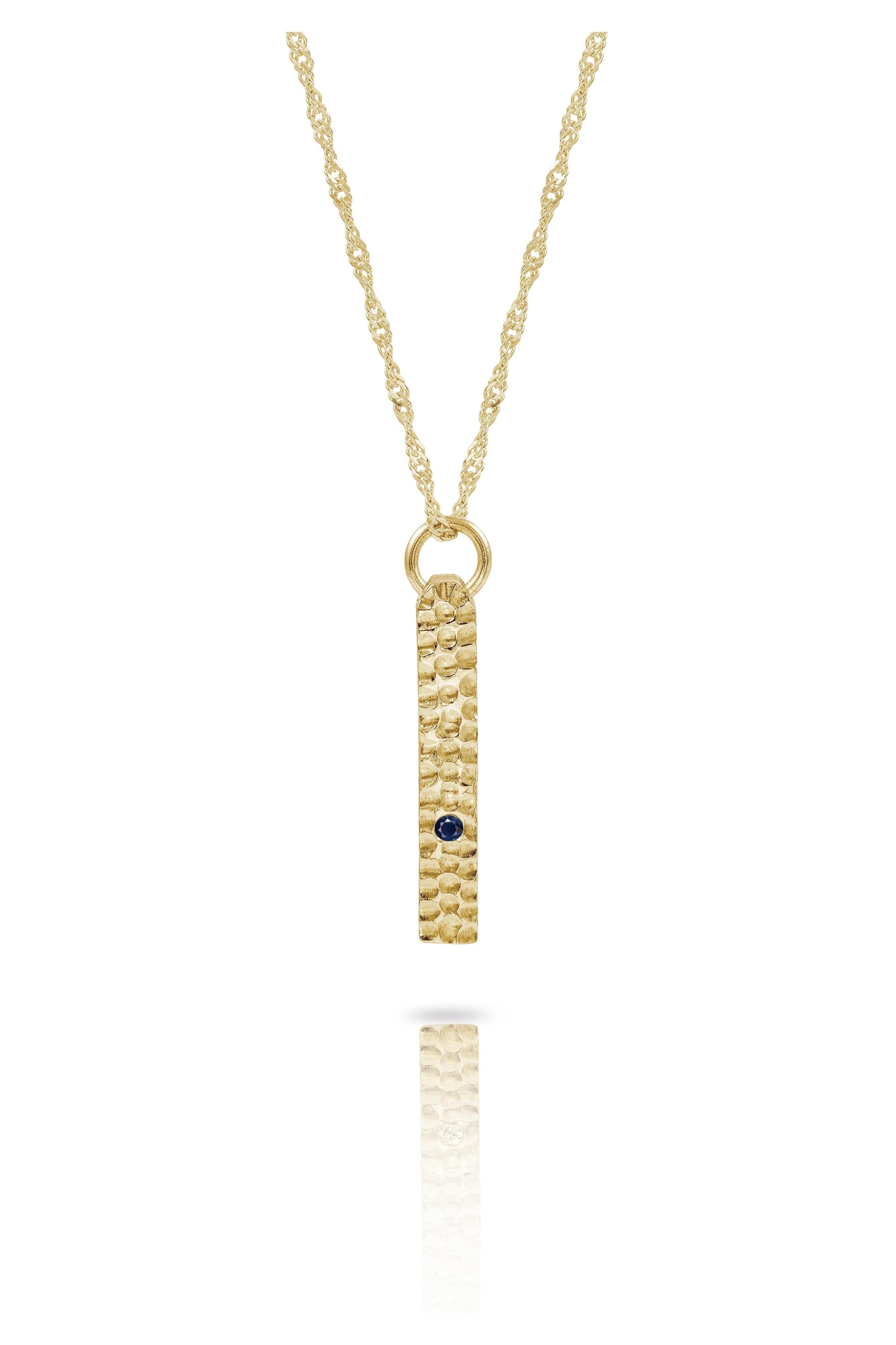9 carat Solid Gold Textured Bar Necklace-The Diamond Setter