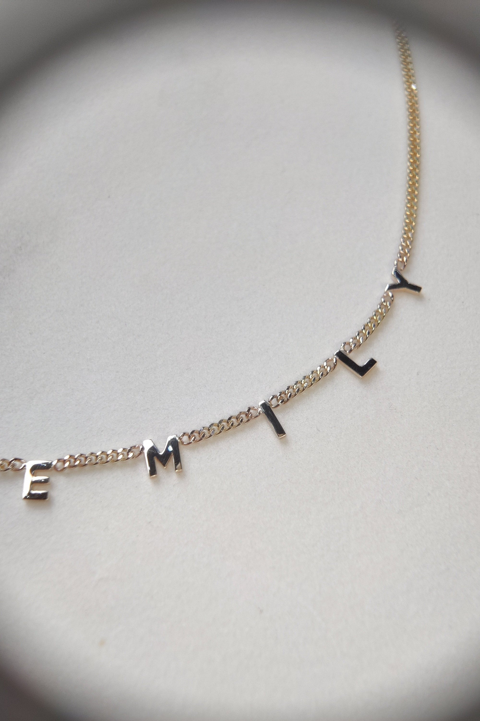 Letter Necklace in 9ct solid gold and 2.1mm diamond cut curb chain-The Diamond Setter