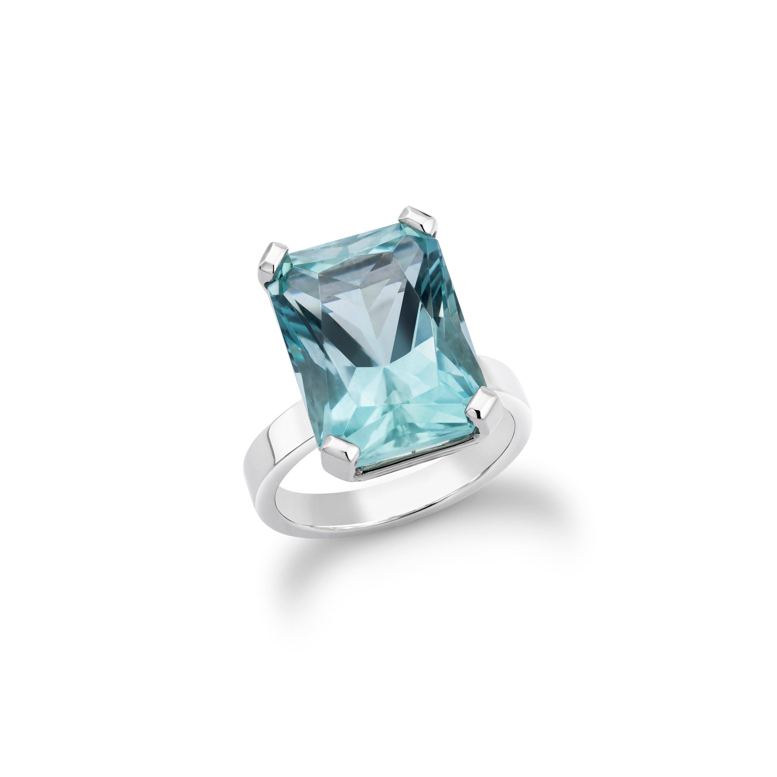 Aquamarine Cocktail Ring in Platinum-The Diamond Setter