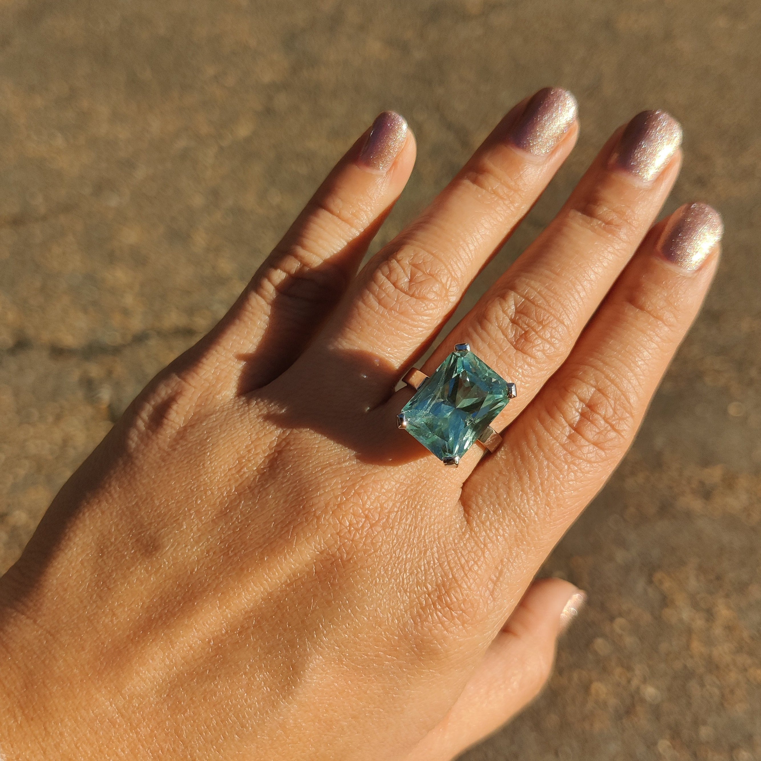 Aquamarine Cocktail Ring in Platinum-The Diamond Setter