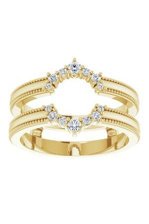 14K Yellow Gold 3/8 Ct.Tw. Diamond Round and Baguette Set Guard Ring -  Unclaimed Diamonds