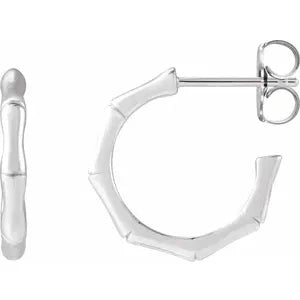 Silver bamboo 2025 hoop earrings