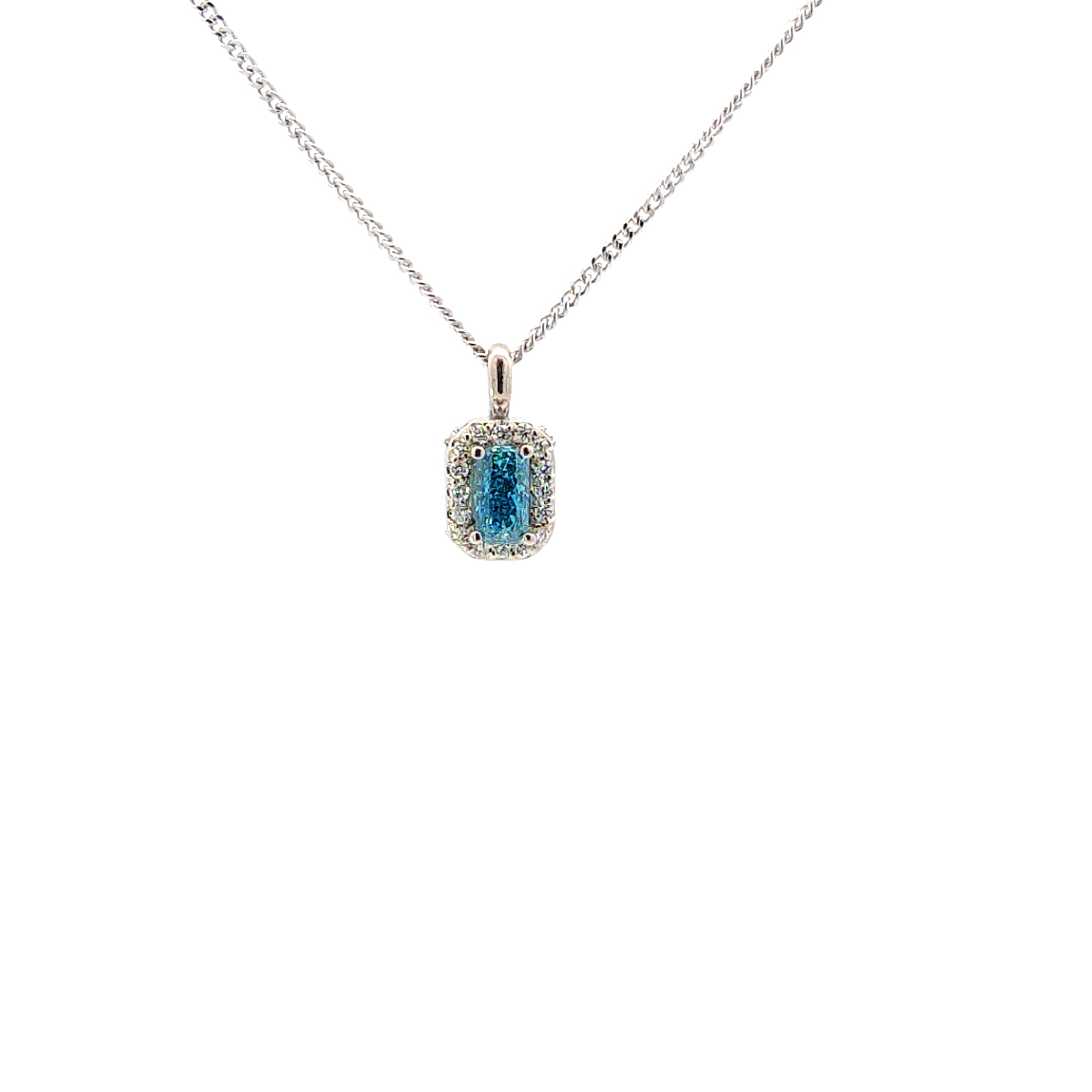 Radiant Blue Diamond Infinity Necklace with .75ct diamonds-The Diamond Setter