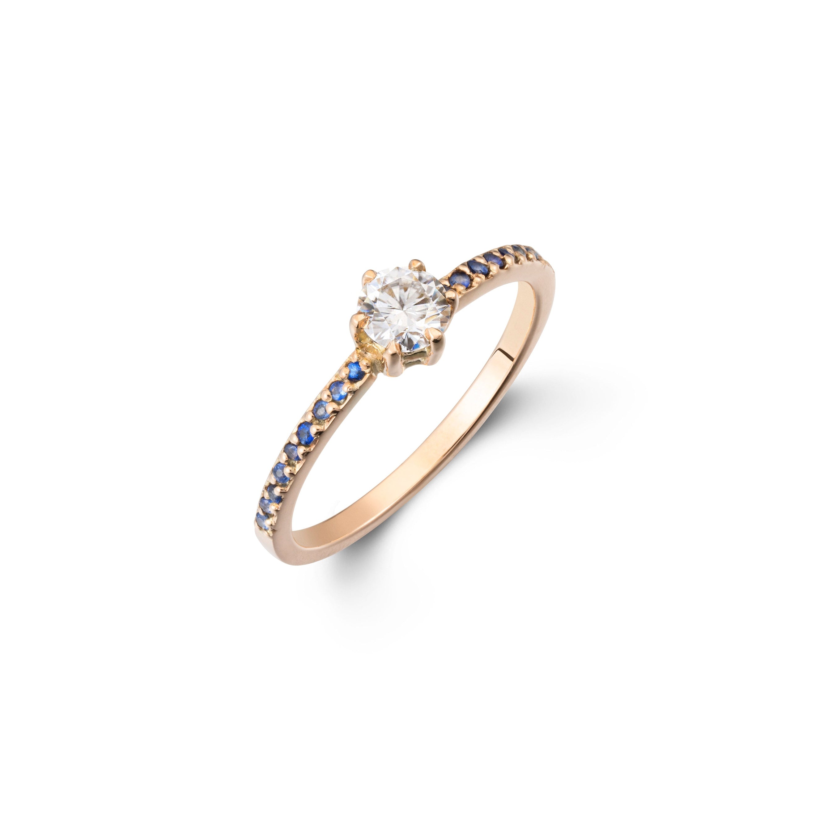 Round Brilliant Cut Diamond Ring with Sapphires or Ruby-The Diamond Setter