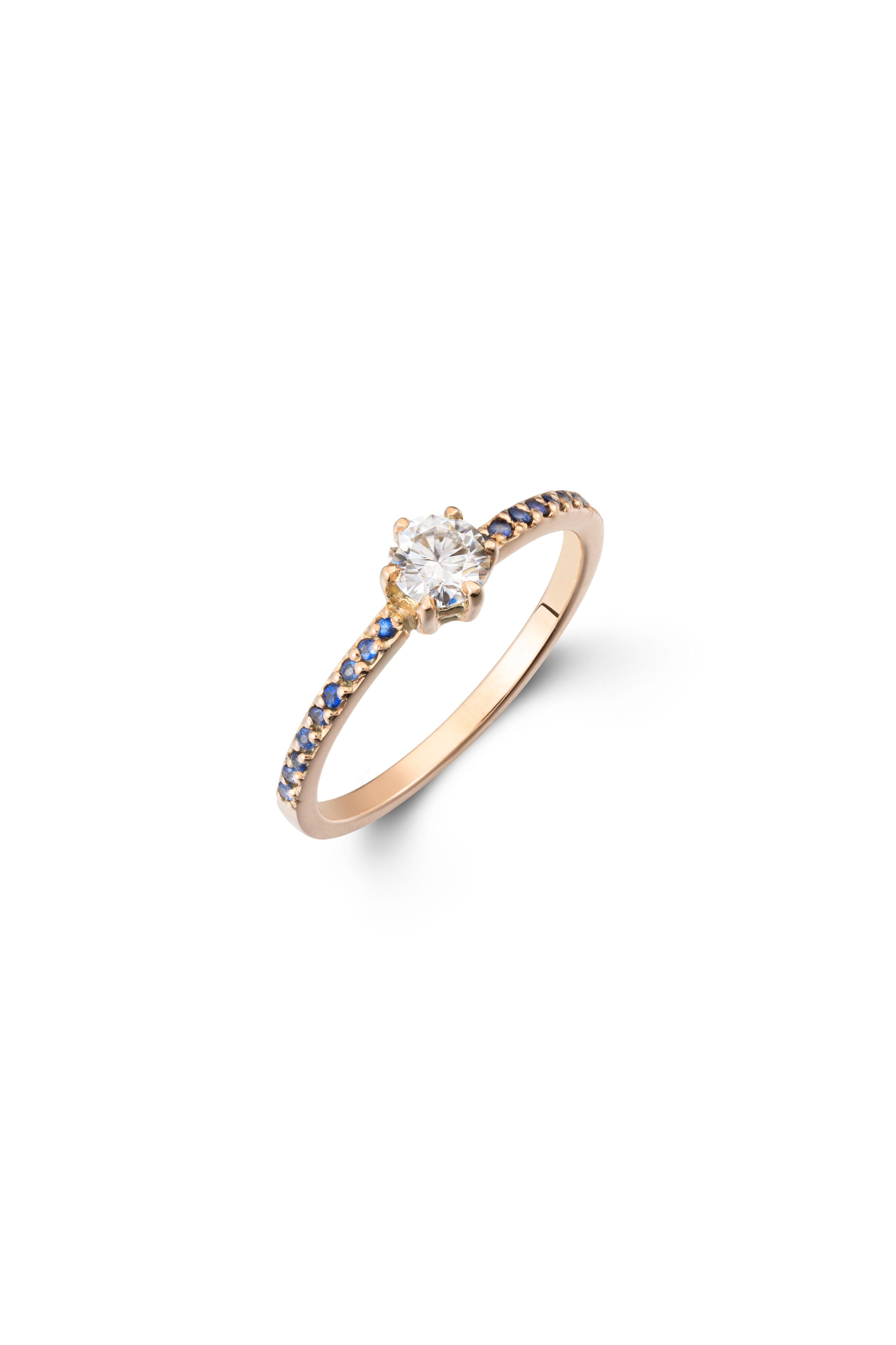 Round Brilliant Cut Diamond Ring with Sapphires or Ruby-The Diamond Setter