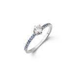 Round Brilliant Cut Diamond Ring with Sapphires or Ruby-The Diamond Setter