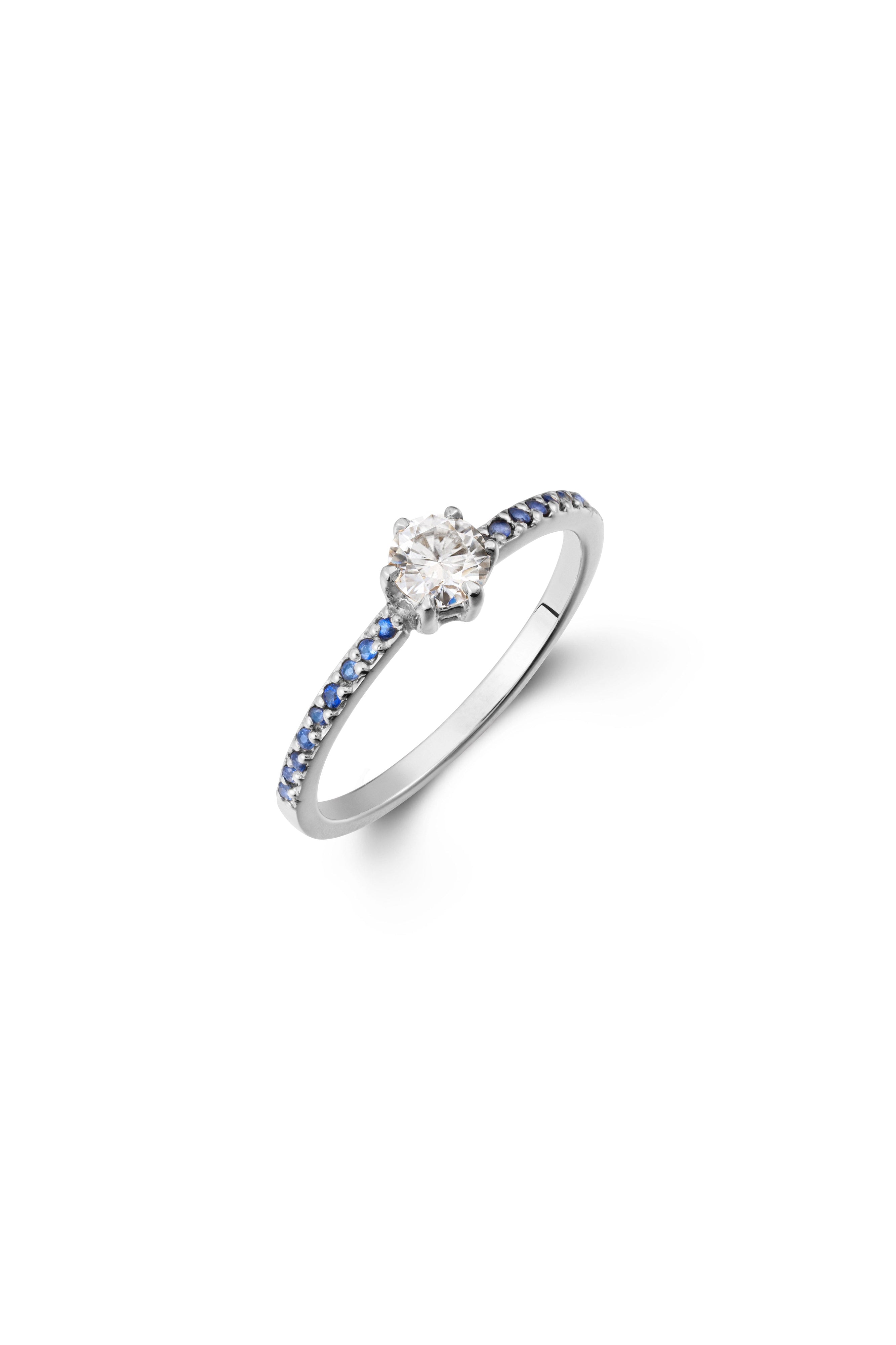 Round Brilliant Cut Diamond Ring with Sapphires or Ruby-The Diamond Setter