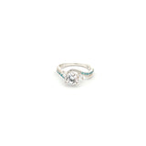 Round French-Set Bypass Engagement Ring with blue diamond accents-The Diamond Setter