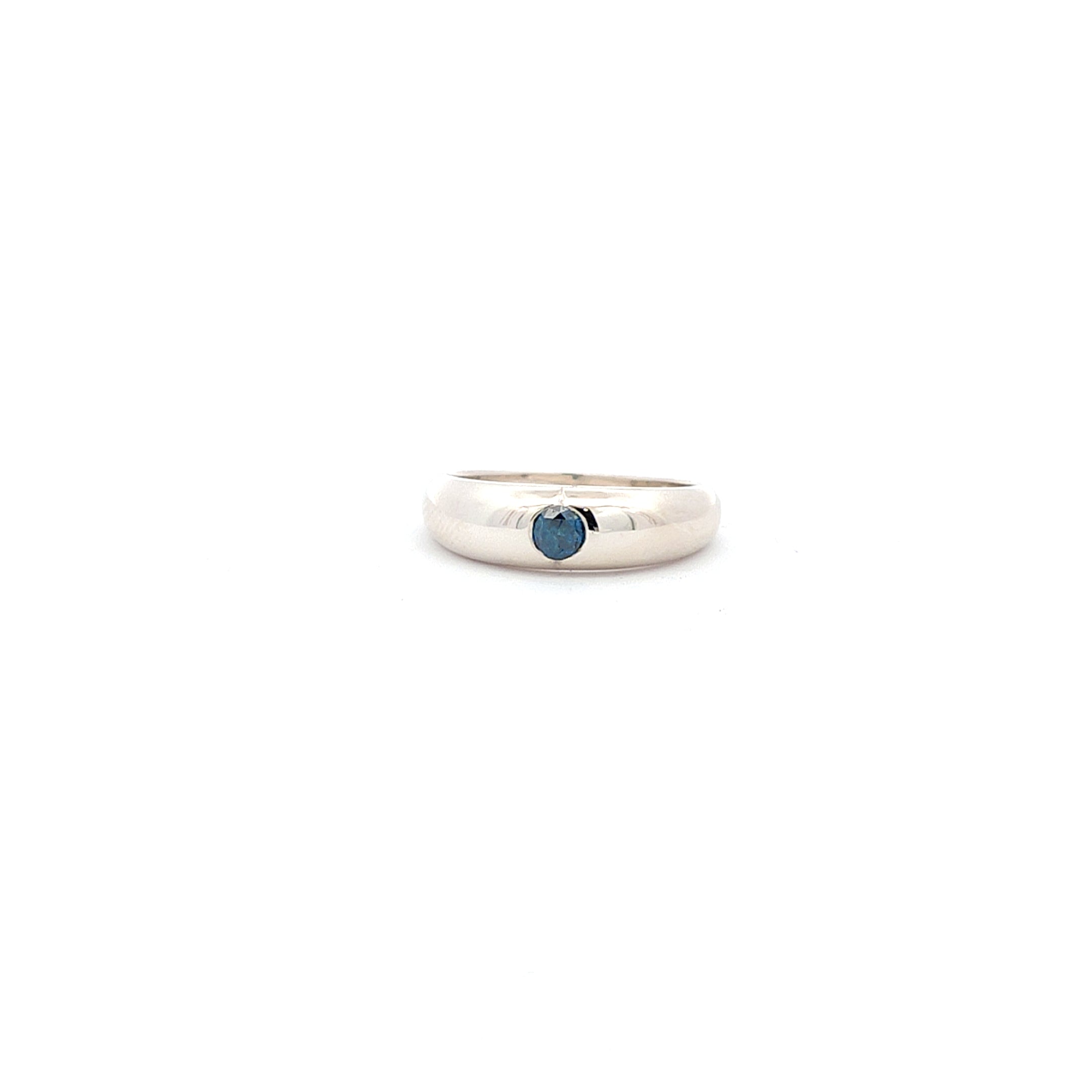 Dome Ring with blue diamond-The Diamond Setter