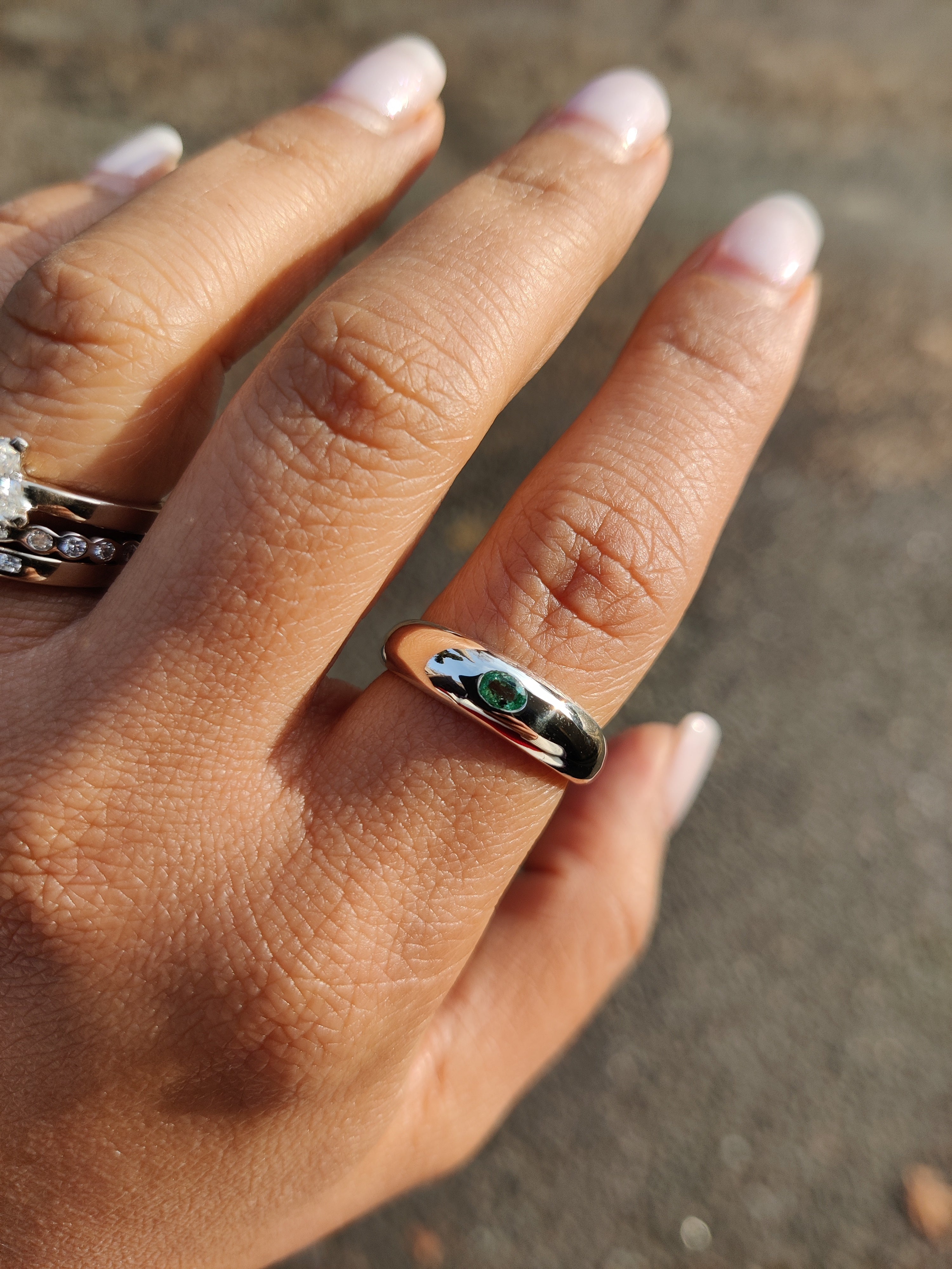 Dome Ring with oval emerald-The Diamond Setter