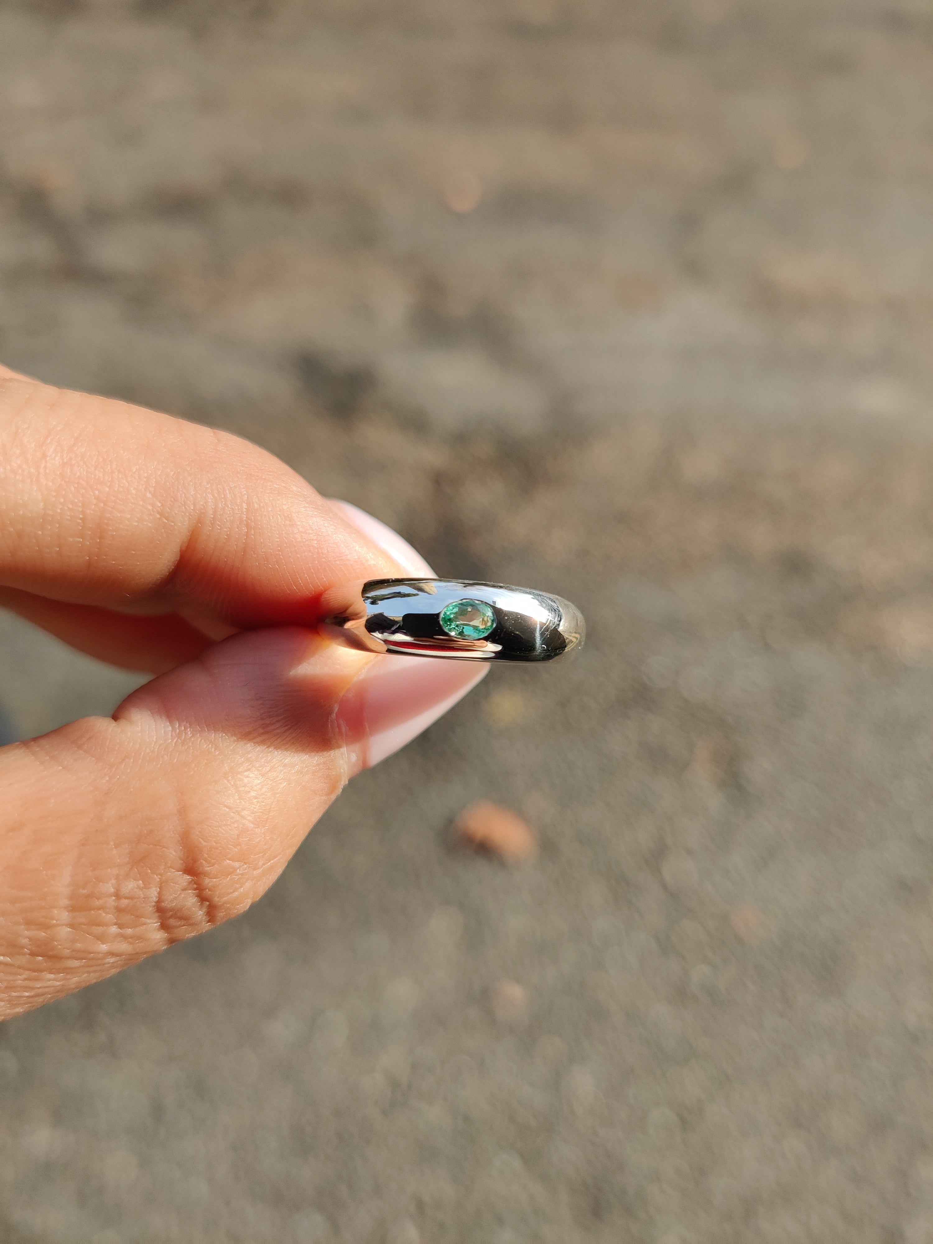 Dome Ring with oval emerald-The Diamond Setter
