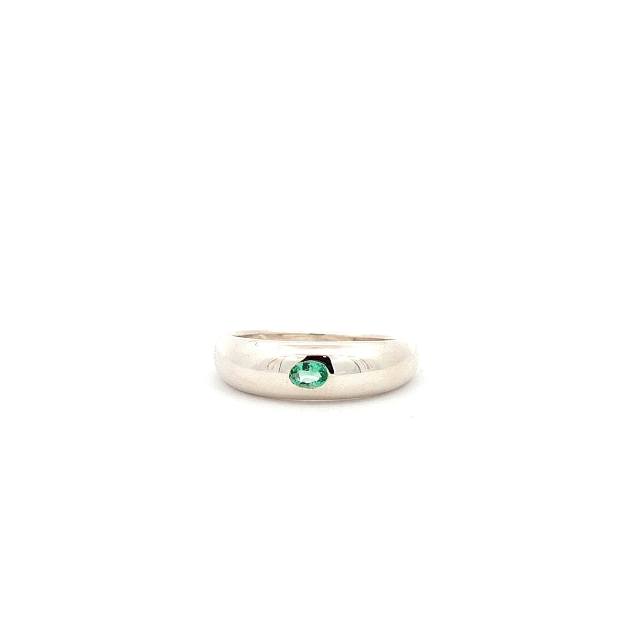 Dome Ring with oval emerald-The Diamond Setter