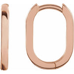Gold Elongated Oval Huggie Hoop Earrings-The Diamond Setter