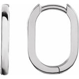 Gold Elongated Oval Huggie Hoop Earrings-The Diamond Setter