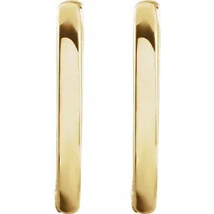 Gold Elongated Oval Huggie Hoop Earrings-The Diamond Setter