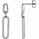 Elongated Flat Link Drop Earrings with diamonds-The Diamond Setter