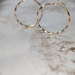 GOLD DIAMOND CUT FACETED HOOP CREOLE EARRINGS-The Diamond Setter