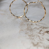 GOLD DIAMOND CUT FACETED HOOP CREOLE EARRINGS-The Diamond Setter