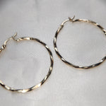 GOLD DIAMOND CUT FACETED HOOP CREOLE EARRINGS-The Diamond Setter