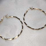 GOLD DIAMOND CUT FACETED HOOP CREOLE EARRINGS-The Diamond Setter