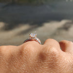 Round French-Set Bypass Engagement Ring with blue diamond accents-The Diamond Setter