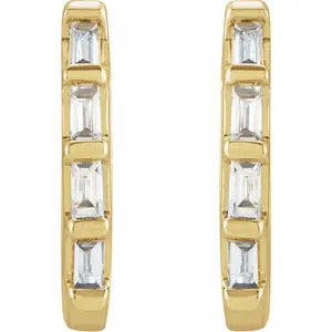 Huggie Earrings with Baguette Diamonds-The Diamond Setter
