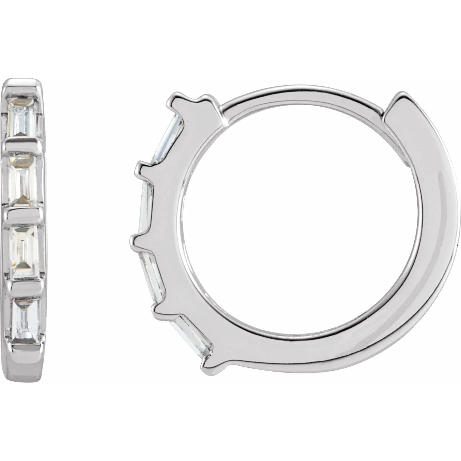 Huggie Earrings with Baguette Diamonds-The Diamond Setter