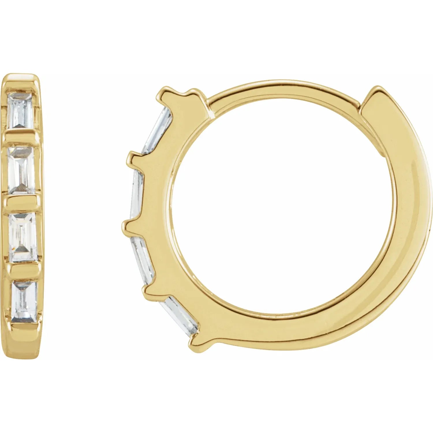Huggie Earrings with Baguette Diamonds-The Diamond Setter