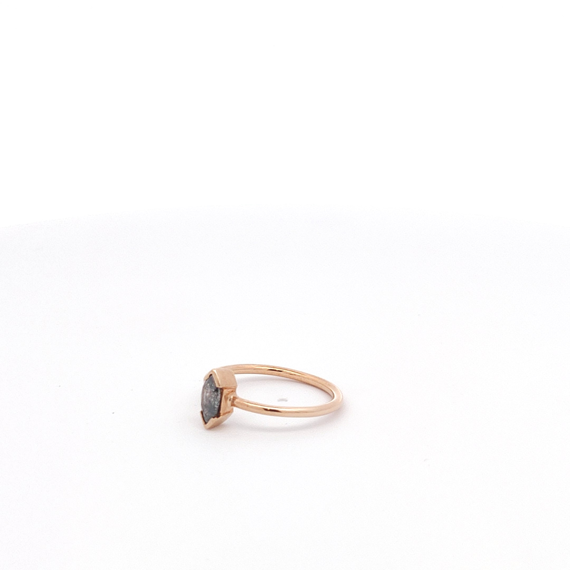 Salt and Pepper Marquise Diamond Solitaire Ring-The Diamond Setter