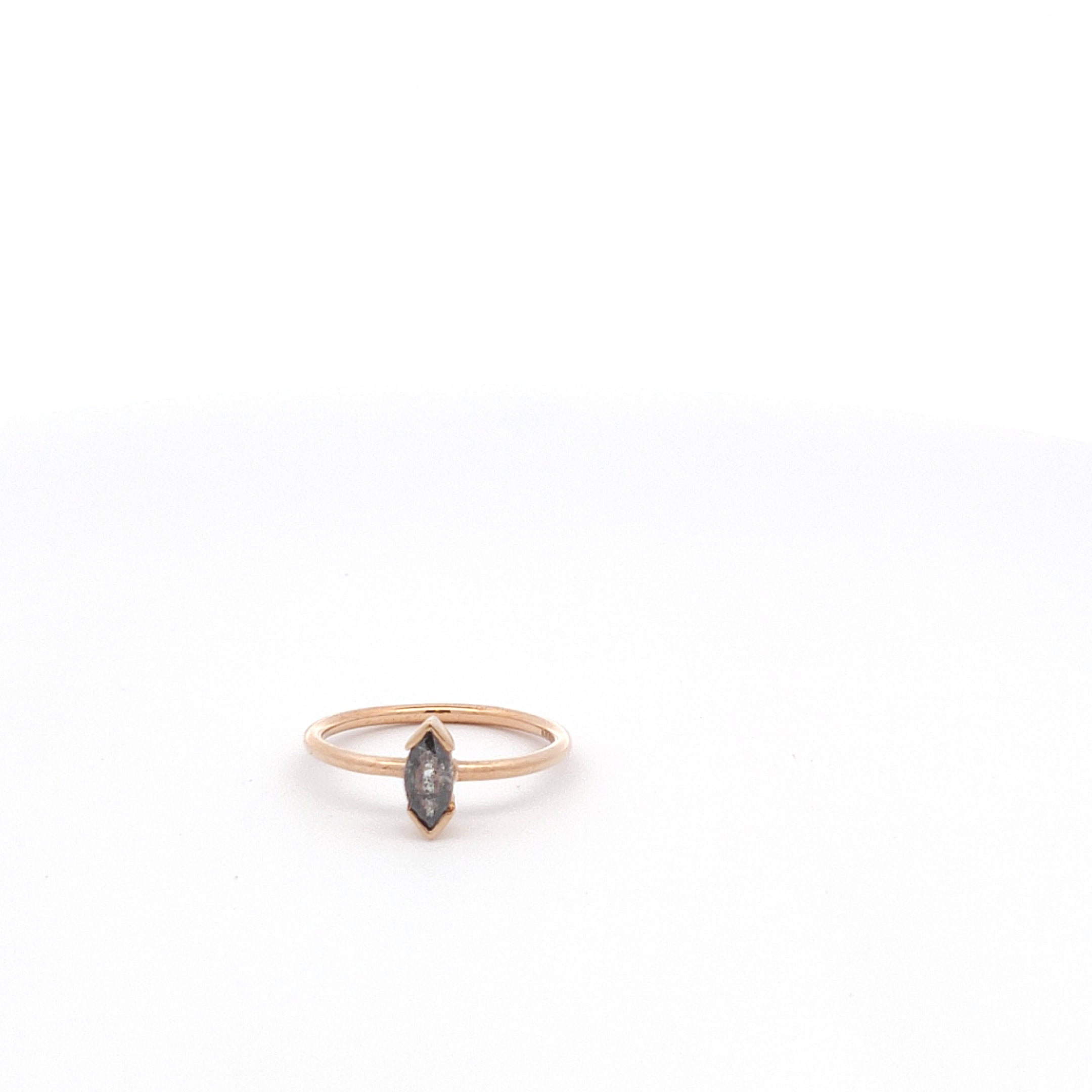 Salt and Pepper Marquise Diamond Solitaire Ring-The Diamond Setter