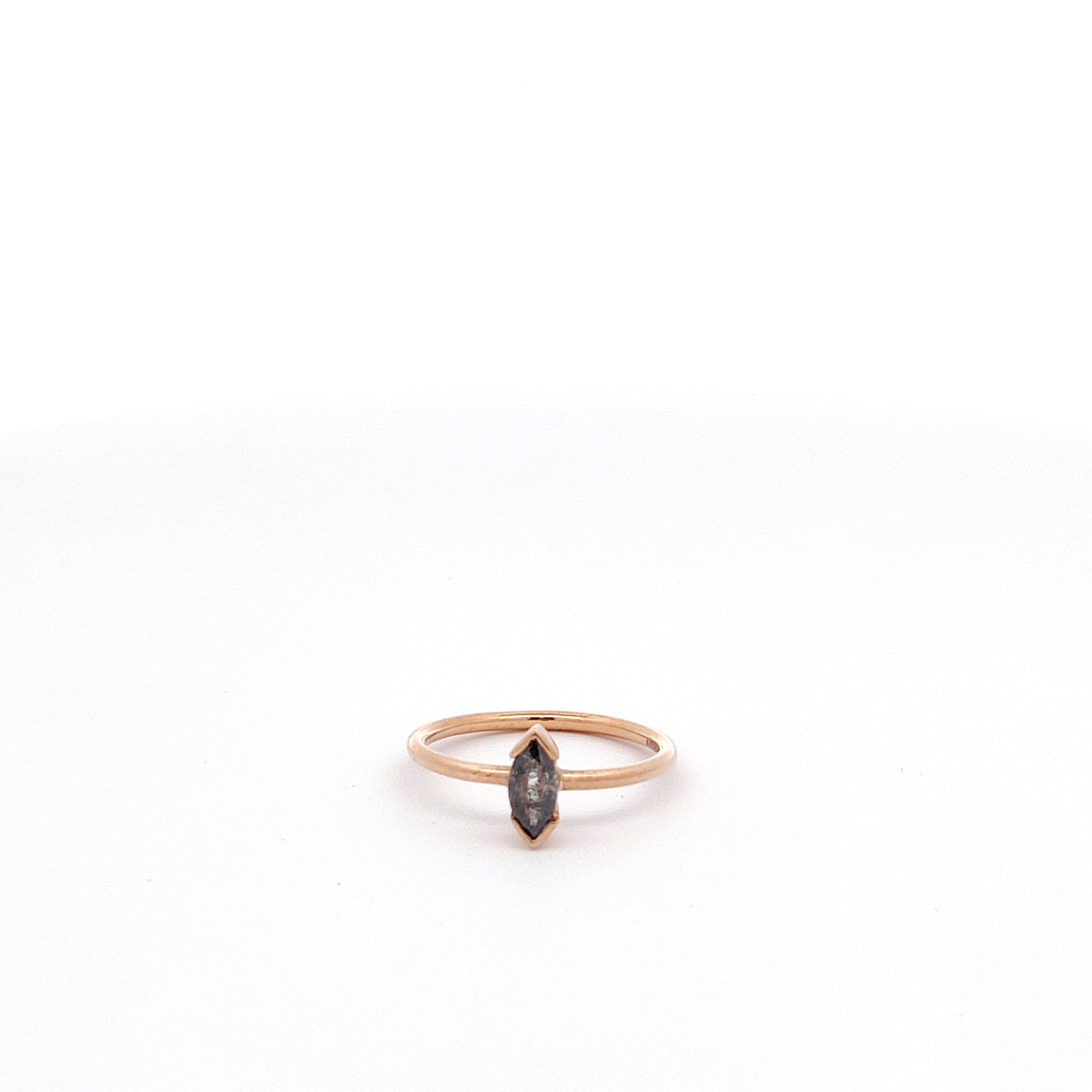 Salt and Pepper Marquise Diamond Solitaire Ring-The Diamond Setter