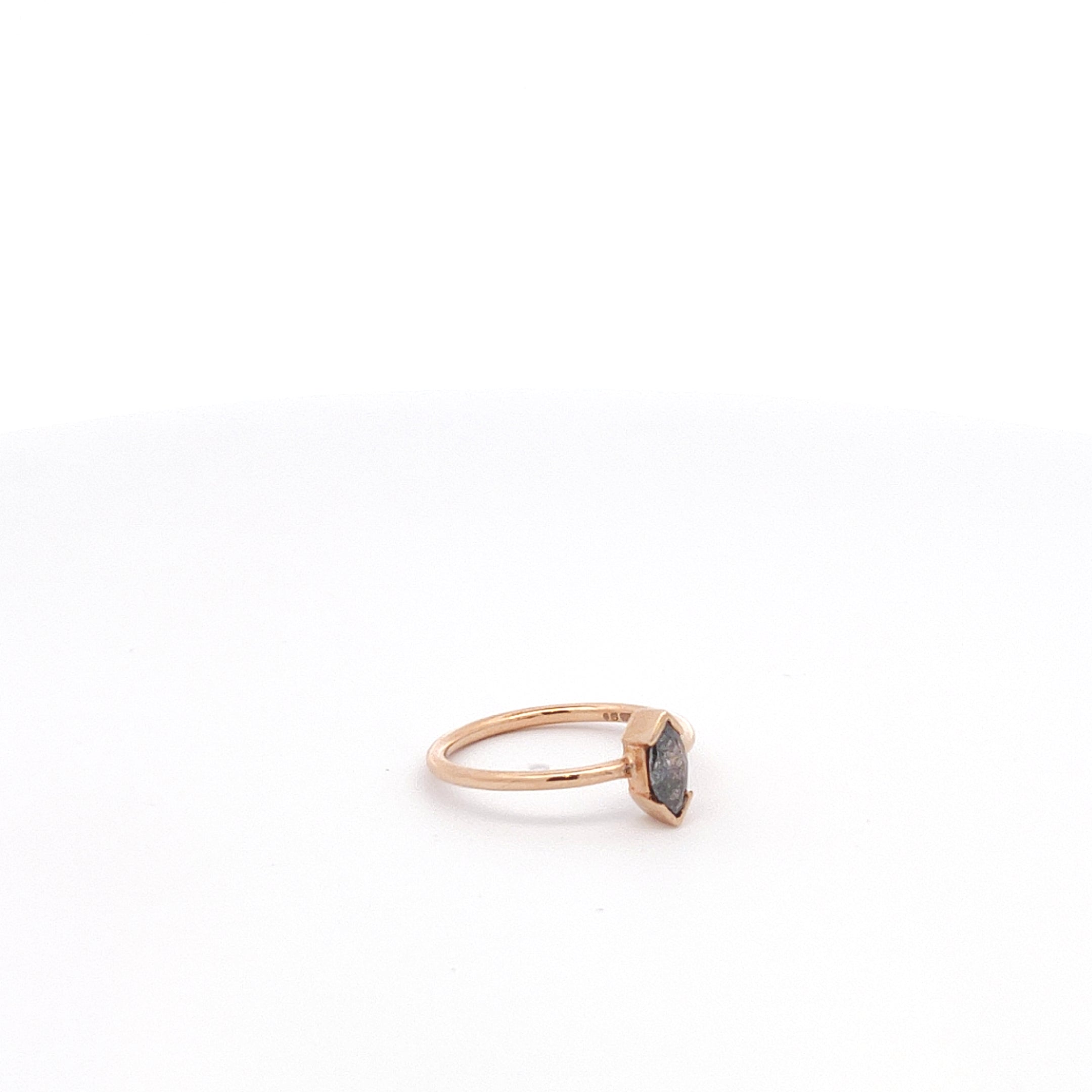 Salt and Pepper Marquise Diamond Solitaire Ring-The Diamond Setter