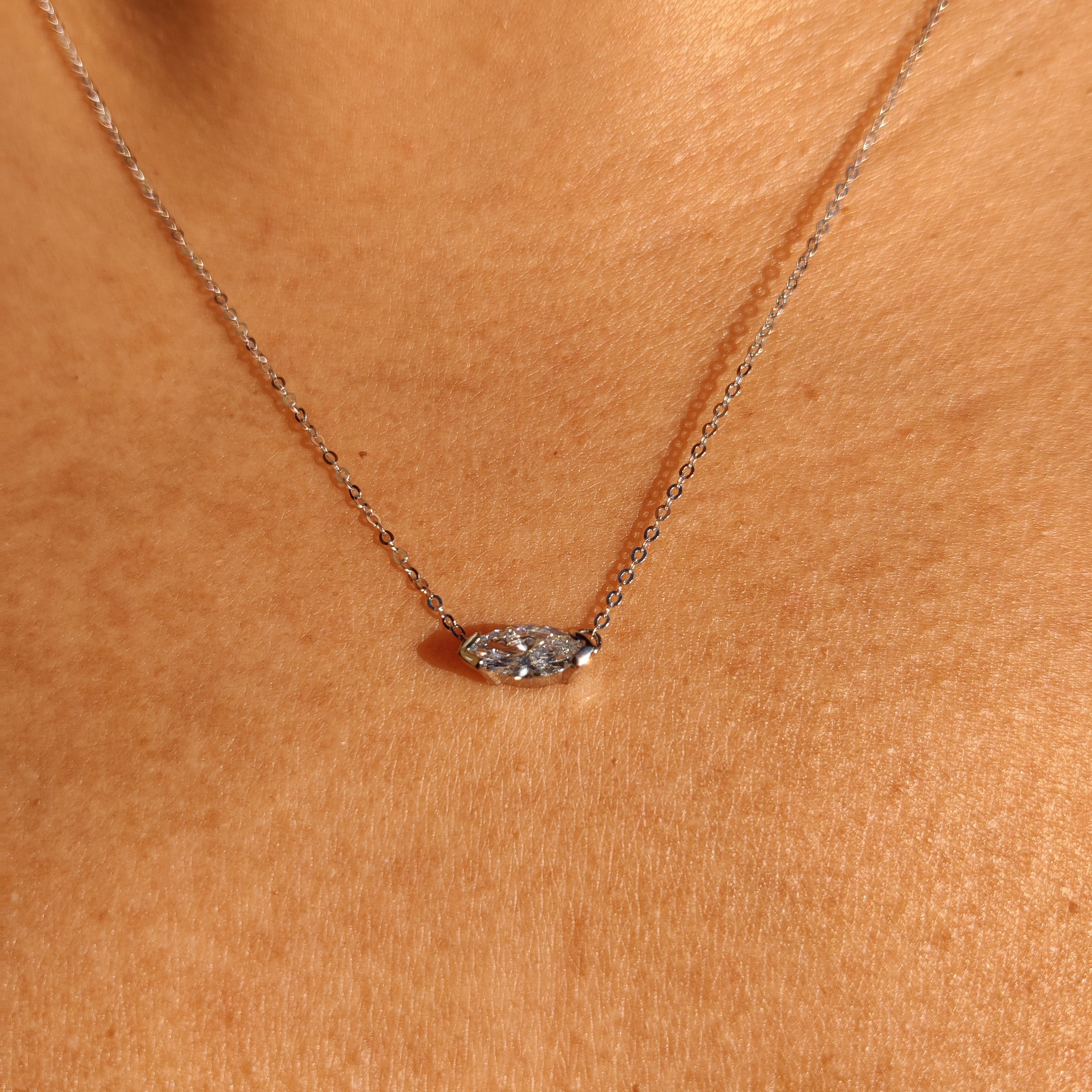 Marquise solitaire pendant east to west setting-The Diamond Setter