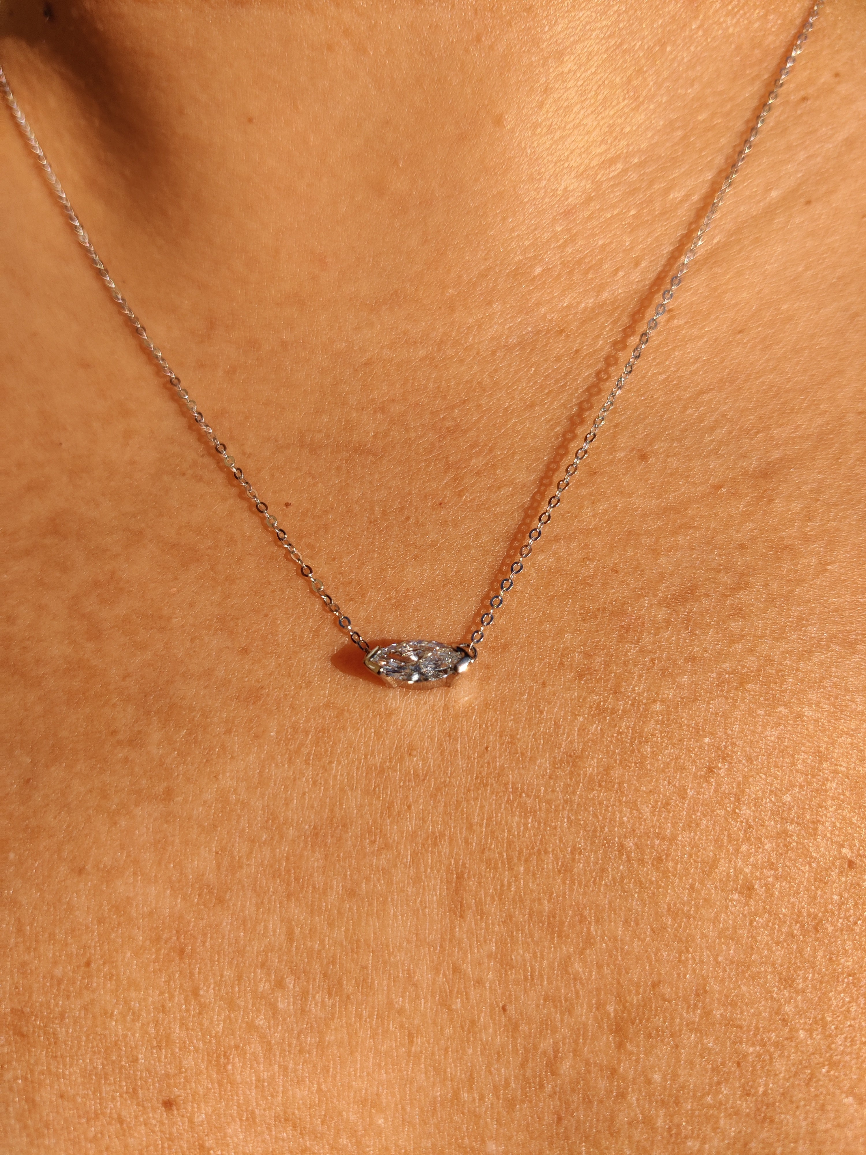 Marquise solitaire pendant east to west setting-The Diamond Setter