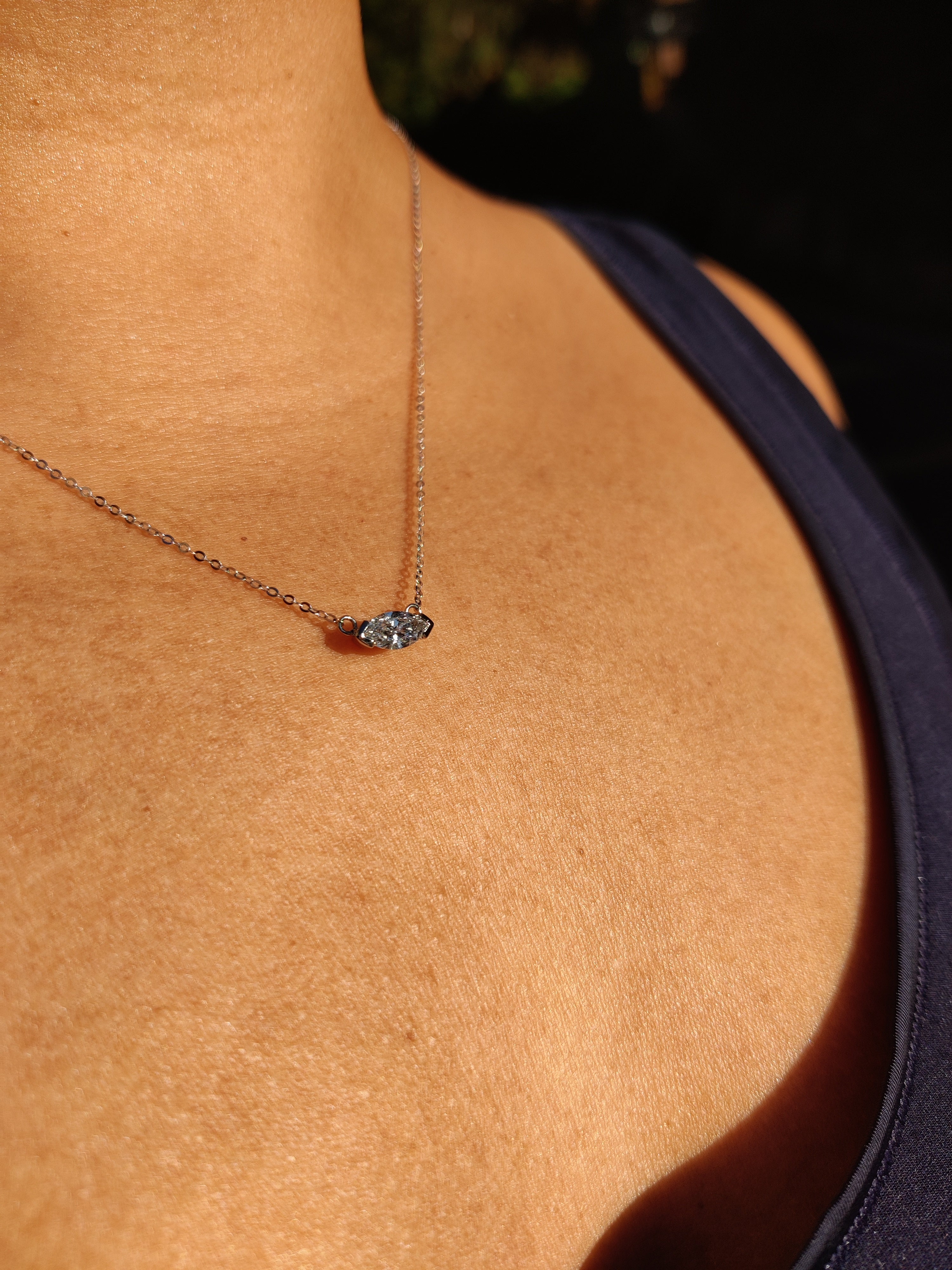 Marquise solitaire pendant east to west setting-The Diamond Setter