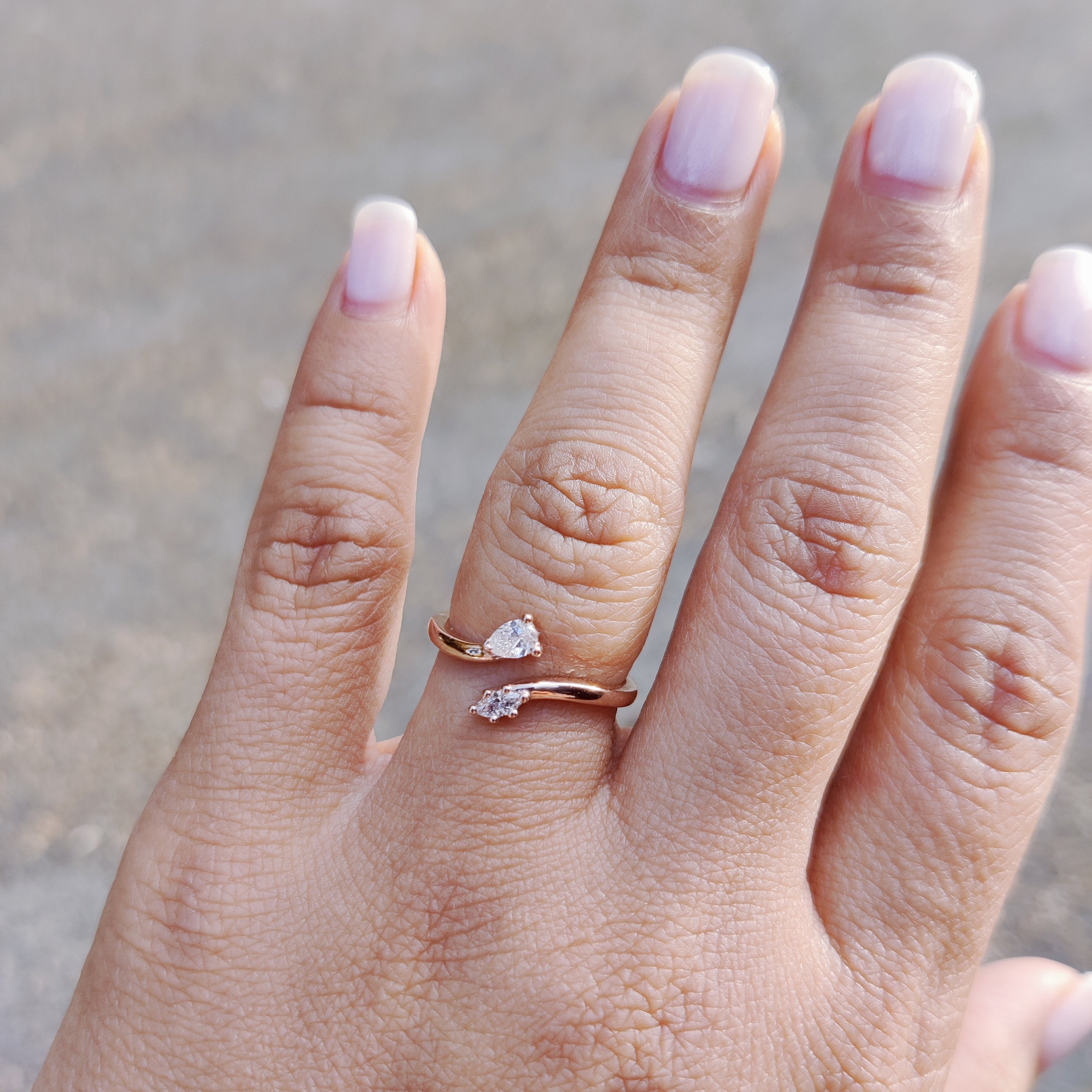 Negative space ring with Pear and Marquise diamonds-The Diamond Setter