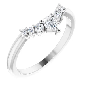 Alniyat - contoured band with pear and round diamonds-The Diamond Setter
