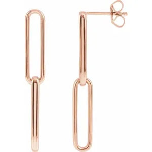 Elongated Flat Link Drop Earrings-The Diamond Setter