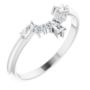Adara - Round and Tapered Baguette Diamond Contoured Band-The Diamond Setter