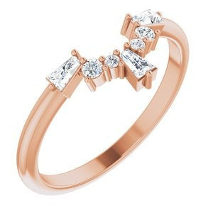 Adara - Round and Tapered Baguette Diamond Contoured Band-The Diamond Setter